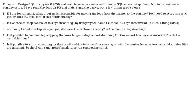 PostgreSQL warm standby: sync WAL files смотреть онлайн