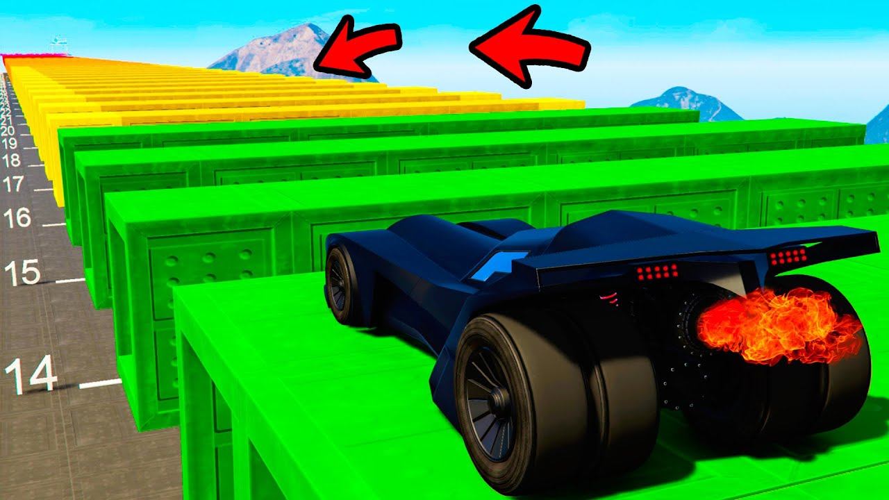 КАК ДАЛЕКО БЭТМОБИЛЬ СМОЖЕТ ПРОЕХАТЬ ПО СЛОМАННОЙ ДОРОГЕ В ГТА 5 МОДЫ GTA 5 ИГРЫ ВИДЕО MODS