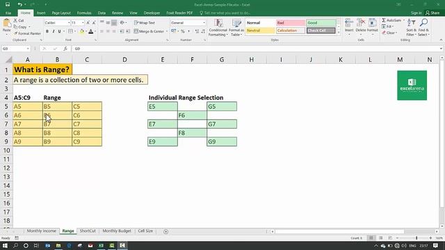 How to Select Range of Cells in Excel Worksheet | Hindi Tutorial | Excel Arena смотреть онлайн