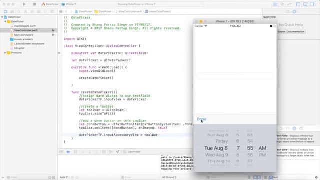 UI Date Picker for UI Text Field with UIToolBar (Swift 3 & Xcode 8) смотреть онлайн