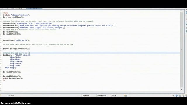 PHP Tutorial - PHP Blog Tutorial Phase 1 Part 3 sql table connection test смотреть онлайн