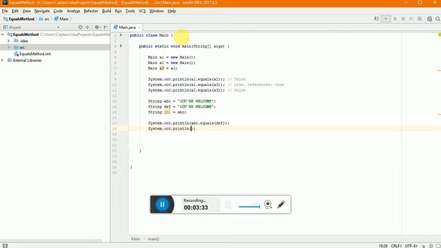 Java: Equals Method смотреть онлайн