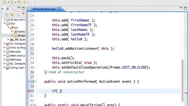 Java Adding ActionListener to a GUI смотреть онлайн