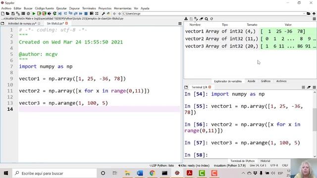 Formas de crear vectores con numpy смотреть онлайн