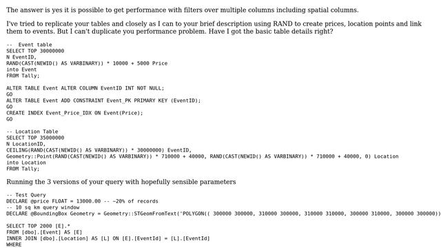 Databases: SQL Server spatial filter with additional conditions performance issue (2 Solutions!!) смотреть онлайн