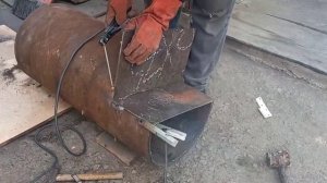 Своими руками,Печь в баню из трубы 430мм!