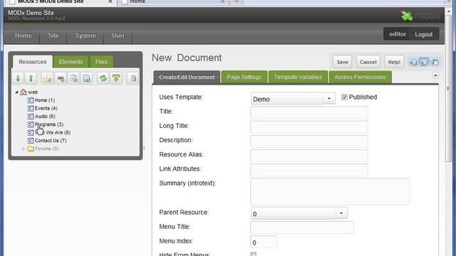 Create or Edit a Page, MODx Content Management System Training Part 4 смотреть онлайн