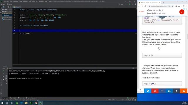 Day 7 of Python in 10 Days - Lists, Tuples and Dictionaries смотреть онлайн