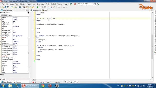 RAD Studio Delphi 2010 - Dövr kodları, for dövrü смотреть онлайн