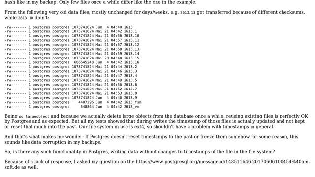 Does Postgres ever write to tables without file system timestamps getting updated for a long time? смотреть онлайн