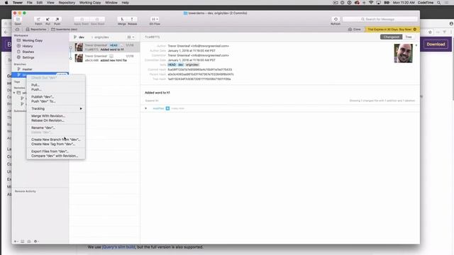 Version control using Tower and Git, Part 3: Git Branching смотреть онлайн