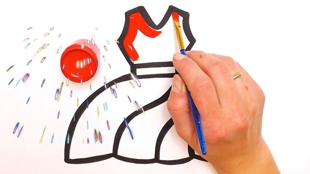 Как нарисовать ПЛАТЬЕ / мультик раскраска НАРЯДНОЕ ПЛАТЬЕ / Раскраски малышам смотреть онлайн