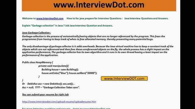 Explain java garbage collection job interview question and answer смотреть онлайн