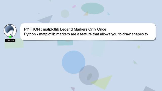 PYTHON : matplotlib Legend Markers Only Once смотреть онлайн