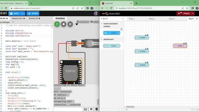 Smart Servo Control: Node-RED Dashboard & ESP32 MQTT Integration смотреть онлайн