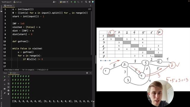 Алгоритмы на графах. Алгоритм Дейкстры. Dijkstra's algorithm. Полное объяснение и код на Python. смотреть онлайн