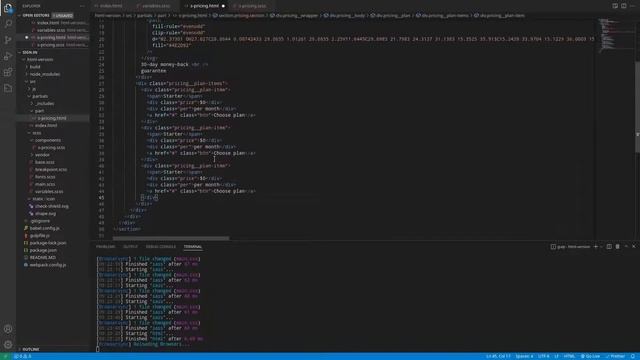 Creating a html layout section pricing using Html, Css, Scss, Gulp смотреть онлайн