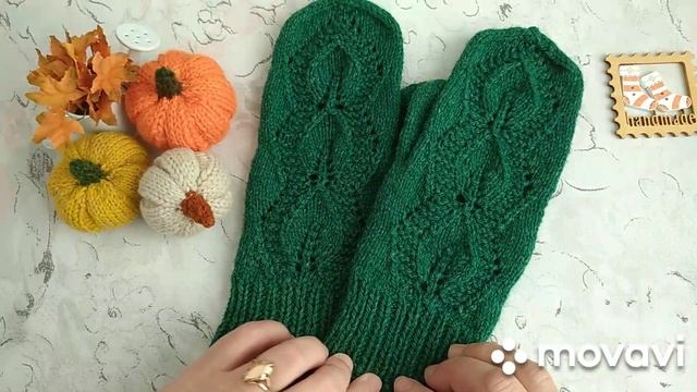 Вязание. ВАРЕЖКИ узором " ЛИСТЬЯ" в коллекцию "ЖЕНСКИЕ ПРИХОТИ - 2". Готовая работа ноября.Обзор. смотреть онлайн