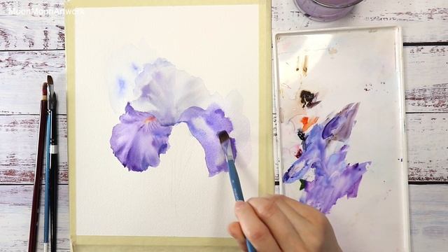 How To Paint An Iris Flower In Watercolor Tutorial смотреть онлайн