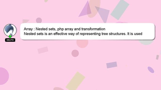 Array : Nested sets, php array and transformation смотреть онлайн