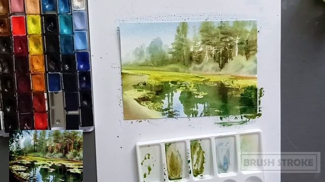 Сосны ,пруд и тишина | Как нарисовать сосны и пруд акварелью #сосны #пруд #акварелью смотреть онлайн