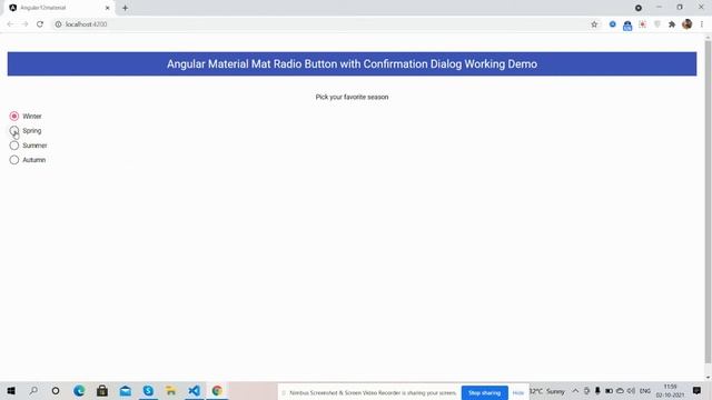 Angular Material Mat Radio Button with Confirmation Dialog Working Demo смотреть онлайн