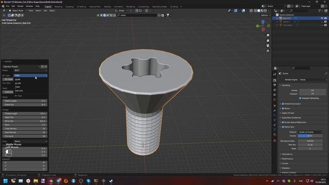 Болты, Гайки и Резьбы в Blender 3D и в 3D печати смотреть онлайн