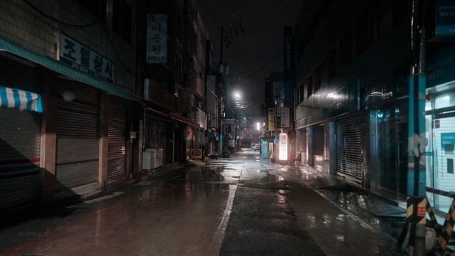 Rainy Night Walk, Busan, South Korea, Biff Square, Rain And City Sounds For Sleep   4k