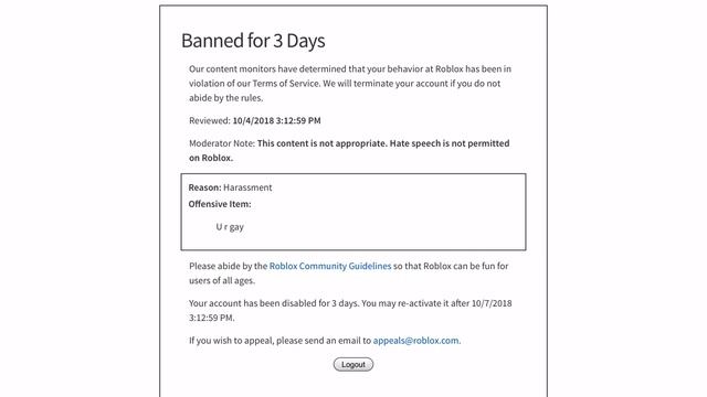 I umm got banned for 3 days on roblox смотреть онлайн