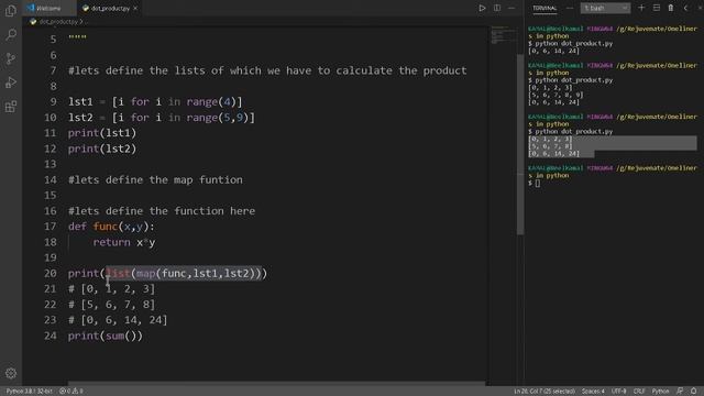 One Liners In Python | Dot Product In One Line | 2020 смотреть онлайн