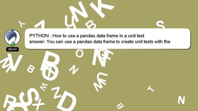 PYTHON : How to use a pandas data frame in a unit test смотреть онлайн
