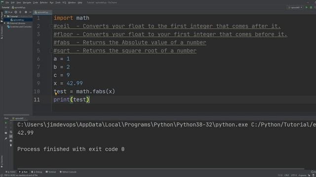 Python tutorial for ABSOLUTE Beginners! Math Operations and Methods - Episode 9 смотреть онлайн
