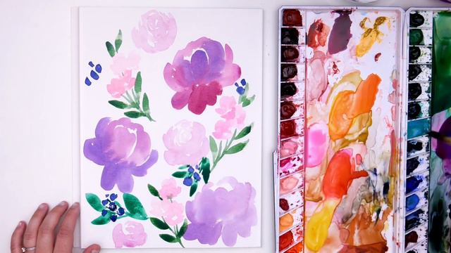 All-Over Watercolor Peony pattern in Purple | #PaintingForBeginners смотреть онлайн