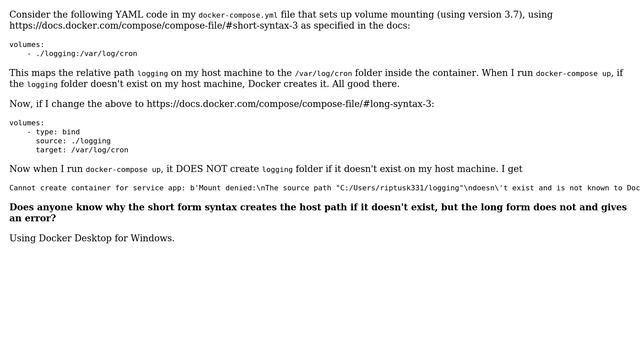 Why does docker-compose create the source directory in one syntax but not the other? смотреть онлайн