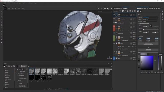 Substance Painter / Текстурирование киберпанк шлема - стрим / 3D смотреть онлайн