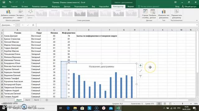 Построение диаграммы в Excel по части массива данных смотреть онлайн