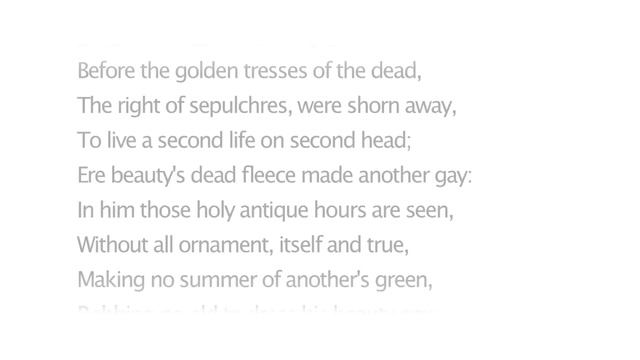Shakespeare's Sonnet 68 – Thus Is His Cheek the Map of Days Outworn смотреть онлайн