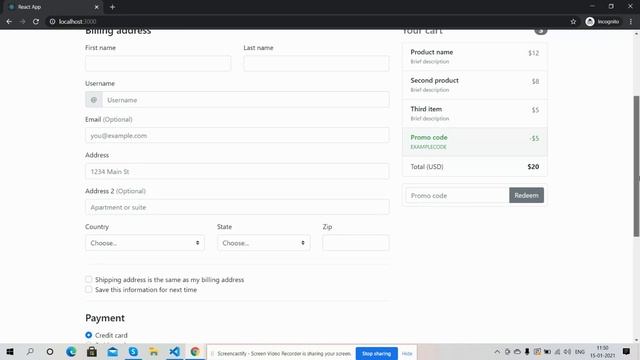 Reactjs Responsive Custom Checkout Form смотреть онлайн