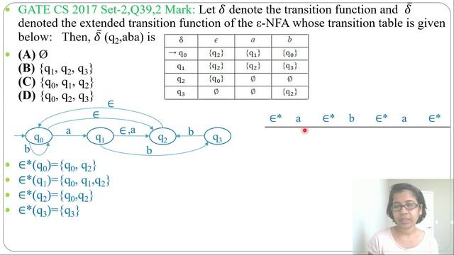 GATE CS 2017 Set-2,Q39:Let ? denote the transition function and ? ̅ denoted the extended transitio смотреть онлайн
