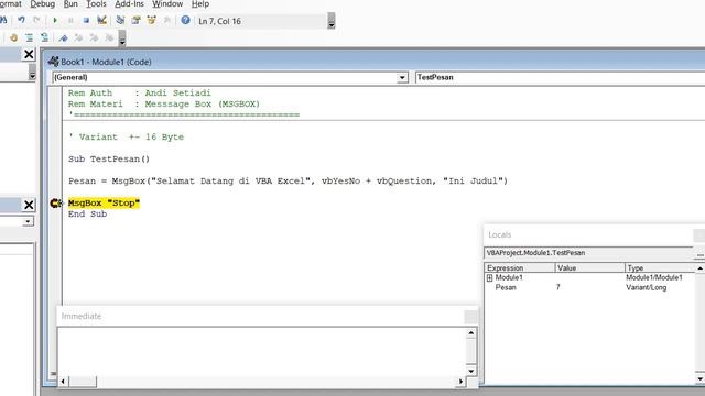 Materi VBA Dasar #5 : Message Box pada VBA (Msgbox) смотреть онлайн