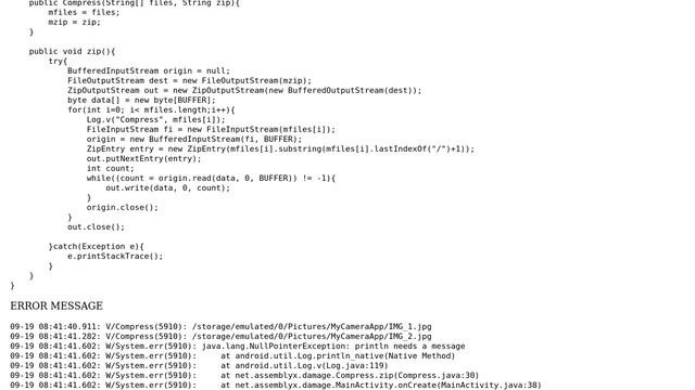 Java - Android - ZIP files keeps bring back println needs a message error смотреть онлайн