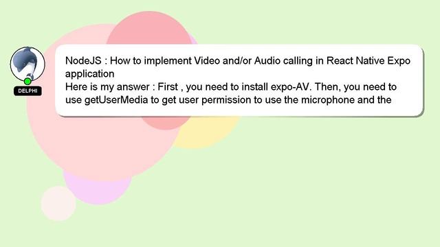 NodeJS : How to implement Video and/or Audio calling in React Native Expo application смотреть онлайн