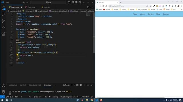 Total salary using computed method in vue js 3 смотреть онлайн
