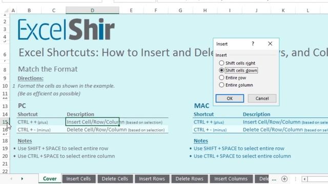 0015 Excel Shortcuts: How to Insert and Delete Cells, Rows, and Columns смотреть онлайн