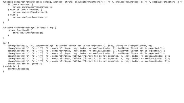 Is this binary search in TypeScript correct? смотреть онлайн