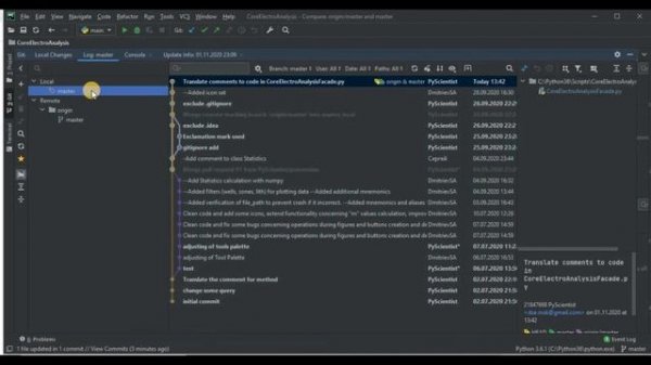 Python and Git Branches in PyCharm