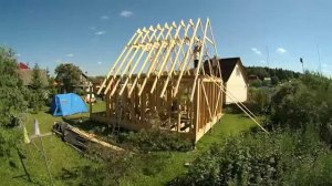 ч.6 Каркасный дом 6 на 6 своими руками  (стропильная система)
