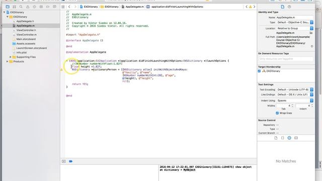 NSDictionary (initWithObjectsAndKey, dictionaryWithObjectsAndKeys, allKeys) Работа со словарями. смотреть онлайн
