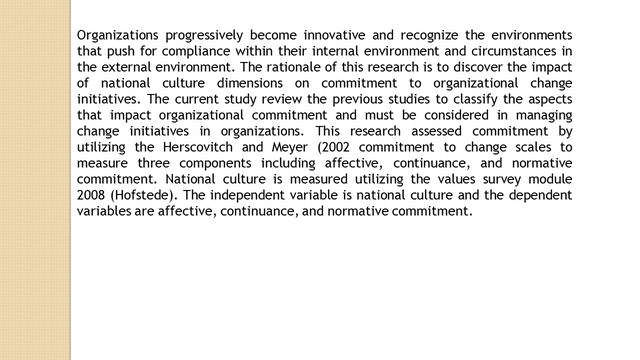 The Influence of National Culture on Commitment that Produce Behavioral Support for Change Initiati смотреть онлайн