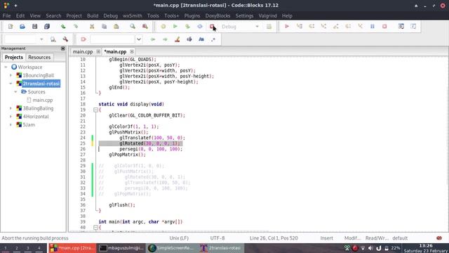 FreeGLUT C++ #3 - Transformasi dan Animasi Objek 2D + Animasi Jam Analog (Modul 3) смотреть онлайн